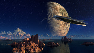 Futuristic space station mountain moon - a futuristic space station free wallpaper
