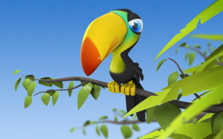 Colorful bird on branch with - blender free wallpaper for desktop