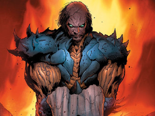 Bearded man blue armor fire - alan davis free wallpaper