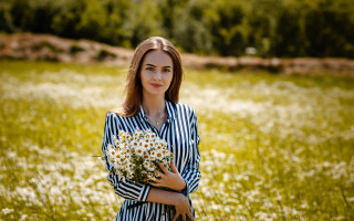 Woman field flower smile outdoors - anna hotchkis free wallpaper