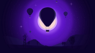 Purple hot airballoon fullmoon stars - a hot air balloon free wallpaper for desktop