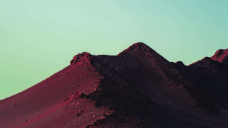 Red mountain green sky minimalist - a green sky in the background free wallpaper