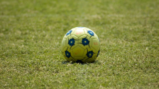 Soccer ball green field blue 3 - logo free wallpaper