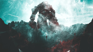Giant robot mountain sky man - a giant robot free wallpaper