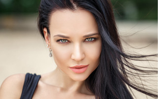 Woman black hair blue eyes 5 - long black hair free wallpaper