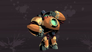 Robot green eye paint spots - mecha free wallpaper
