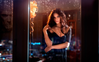 Woman window hydrant night firework - a fire hydrant free wallpaper