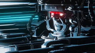 Robot red eyes black helmet - a black helmet free wallpaper