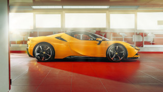 Yellow sports car garage red - a garage free wallpaper