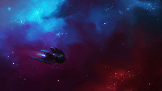 Galaxy spacecraft stars clouds anton - a space ship free wallpaper for desktop
