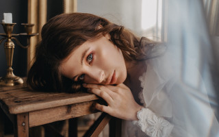 ArabellaRankin portrait blurry candle curtain - preraphaelitism free wallpaper