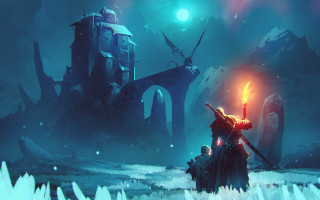 Man candle castle ice forest - forest free wallpaper