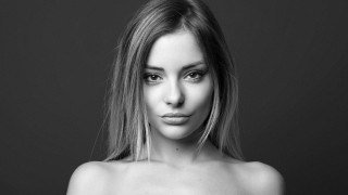 Elina karimova portrait blackwhite longhair - large breast free wallpaper