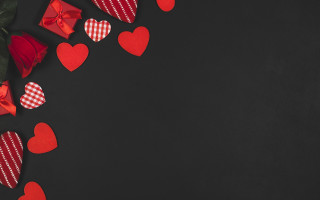 Red hearts rose ribbon romanticism - red heart free wallpaper