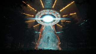 Afrofuturism lightdisplay man cityscape galaxy - the center free wallpaper