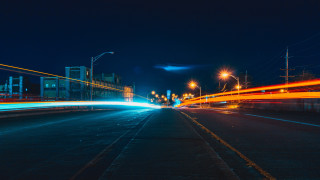 Futuristic city street light streaks - light streak free wallpaper