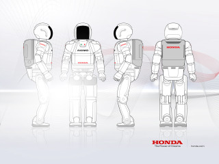Robots line white red background - concept design free wallpaper