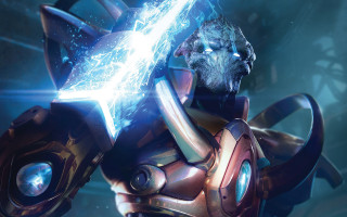 Overwatch character sword glowing blue - blue light free wallpaper