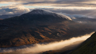 Mountain cloud river sky twilight - a cloud free wallpaper
