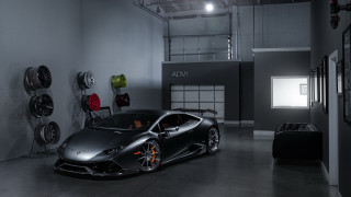 Black sports car garage photorealism - andrew allan free wallpaper