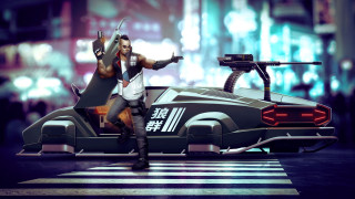 Cyberpunk afrofuturism male gun vehicle - the air in front free wallpaper for desktop