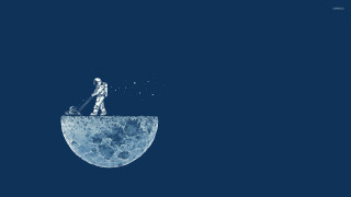 Man moon suitcase dog sky - the moon free wallpaper