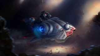 Futuristic ship floating person cockpit - free sci-fi wallpaper