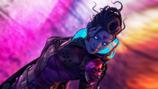 Futuristic woman armor glowing blue - a futuristic look free wallpaper