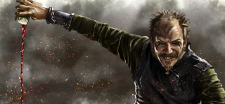 Bloody man knife bloody hand - a bloody face holding free wallpaper