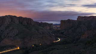Mountain road night city light - the valley free wallpaper