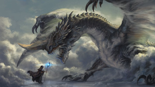 Man riding dragon battle fantasy - his hand and another man free wallpaper