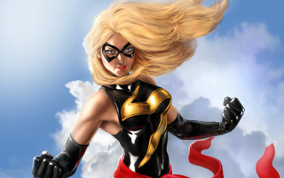 Superhero flying blonde mask ribbon - a black mask free wallpaper