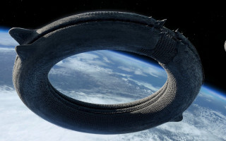 Floating tire earth moon space - a large tire free wallpaper