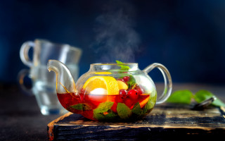 Tea pot fruit cups spoon - professional free wallpaper for desktop