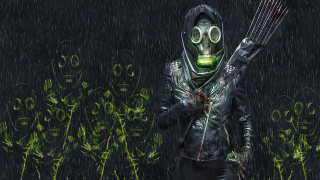 Gas mask stick rain green - biopunk free wallpaper
