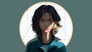 Woman green jacket moon portrait - a green jacket free wallpaper