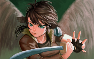 Cartoon angel sword knife wings - a sword and a knife free wallpaper for desktop