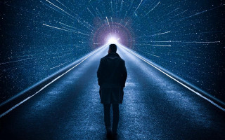 Tunnel light stars festival space - liminal space free wallpaper