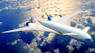 Futuristic white airplane clouds ocean - futurism free wallpaper