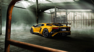 Yellow sports car garage smoke - the back of its free wallpaper