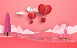 Paper cut hot air balloons - surreal free wallpaper