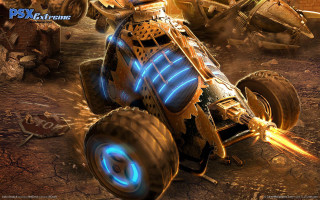 Monster truck glowing wheels computer - rear free wallpaper