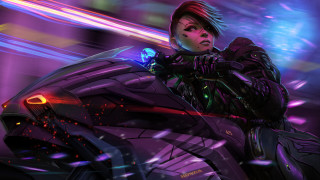 Futuristic suit woman gun cyberpunk - cyberpunk style free wallpaper for desktop