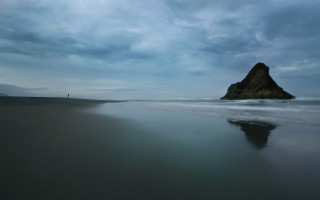 Beach rock cloudy sky person - the beach free wallpaper for desktop