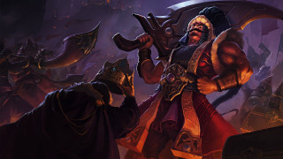 Demon hero weapon fur cape - a demon in the background free wallpaper