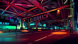 Cyberpunk city night neon bridge - cyberpunk city free wallpaper