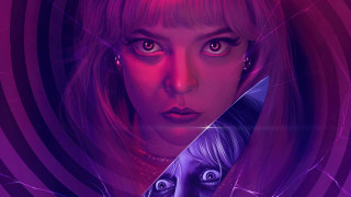 Woman knife purple red light - a red light behind her free wallpaper