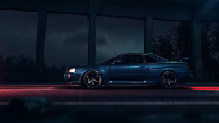 Blue car night starry sky - andrew law free wallpaper