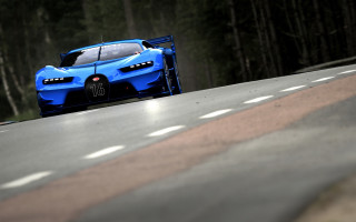 Blue bugatti car road forest - adriaen isenbrant free wallpaper