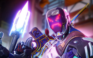 Futuristic man suit sword glowing 4 - a futuristic setting free wallpaper